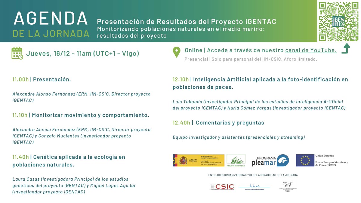 CSICGalicia's tweet photo. ⏳El tiempo pasa rápido. Hace un año, os contábamos que @IIM_CSIC iniciaba tres proyectos -@ProyectoGEOCAP, @sicaptor #iGENTAC- financiados por @FBiodiversidad. La próxima semana, se darán a conocer sus resultados en las siguientes jornadas 👇 https://t.co/orCxm3I1ki