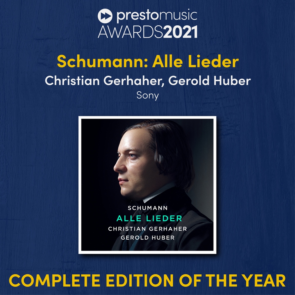 PrestoMusicCom's tweet photo. ✨Presto Music Awards 2021✨
Classical Recording of the year - Winner2021
Schumann: Alle Lieder
Christian Gerhaher, Gerold Huber
Congratulations @SonyMusicUK
Buy now: https://t.co/Tma4y3Fobs
Find out all the Classical Recordings of the Year-Winners 2021: https://t.co/g16O4mBUb2 https://t.co/ljgG0hFgWa