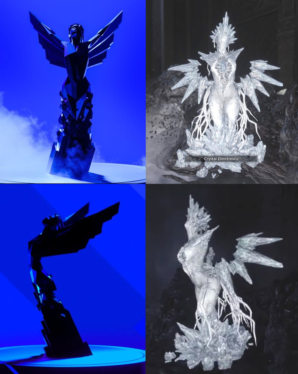 paintdks's tweet photo. The Game Awards 2021 trophy VS. Crystal Dimitrescu and she won ♥ https://t.co/wGubVYQpH5