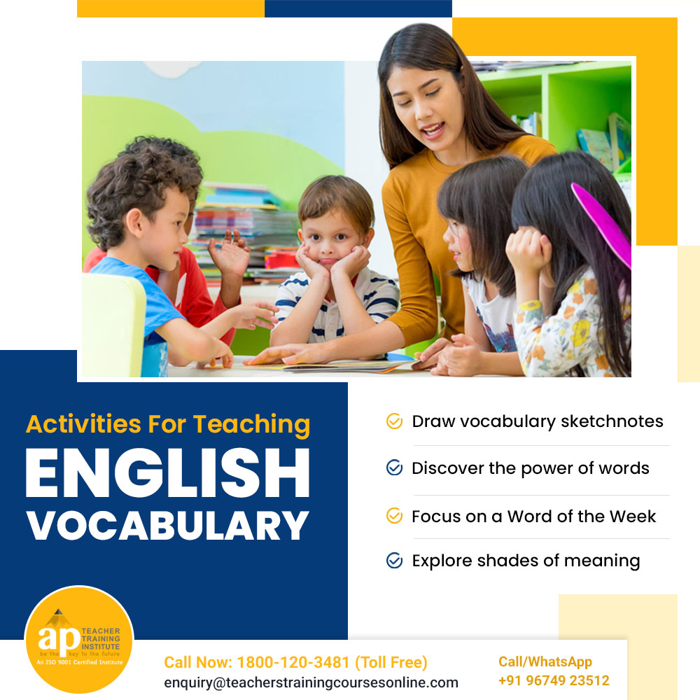 APTTIIndia's tweet photo. While teaching English vocabulary in the class, you can add these fun activities into the session to grab students’ attention.
.
.
#teachingenglish #learnenglish #teachingcareer #teachertraining #TEFL #TESOL #APTTI https://t.co/ozPPbmy62K