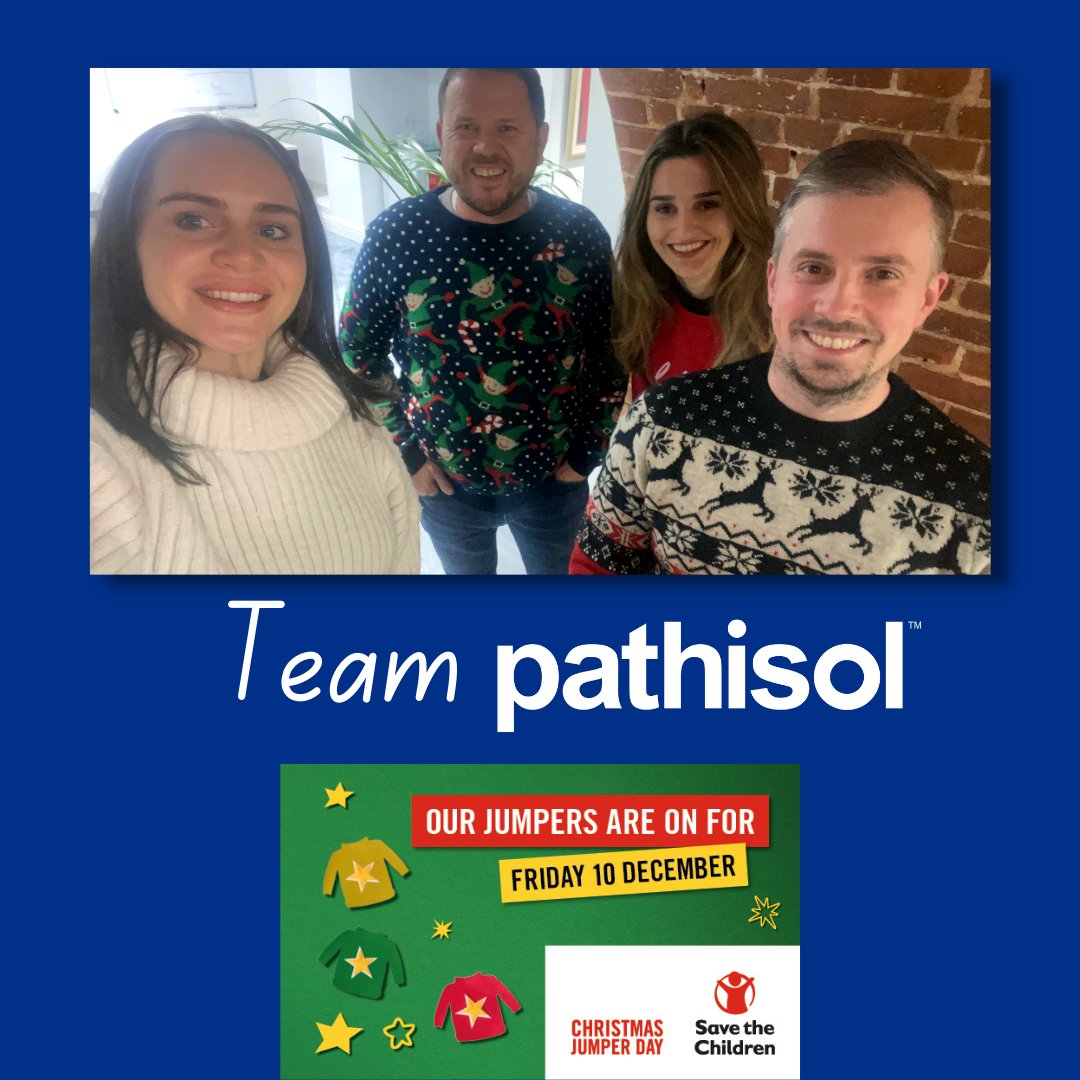 Pathisol1's tweet photo. Team Pathisol are raising money for @savechildrenuk
this #ChristmasJumperDay β€οΈ
You can donate to this incredible cause by visiting our JustGiving page https://t.co/0qKj6PMhha
#christmasjumperday2021 #pathisol https://t.co/htNzOBF5KC