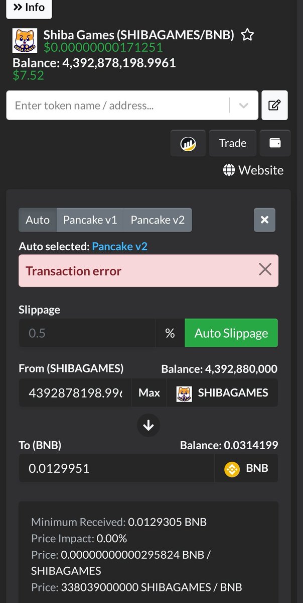 Cryptoculart's tweet photo. the tokens cannot be sold    @ShibaGames_ 
#ScamAlert https://t.co/uGA1lQ8CEB
