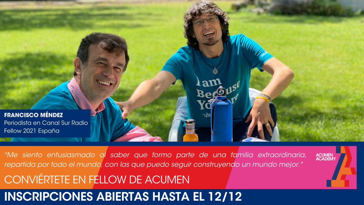 💥¡AMPLIAMOS PLAZO!💥
Hasta este domingo 12 de diciembre permanecerán abiertas las inscripciones para la Tercera Cohorte de #Fellows

🚀¡No pierdas la oportunidad de formar parte de este entorno y cumplir tu propósito!

¡Conviértete en #FellowdeAcumen! 👉  bit.ly/3rUAqRB