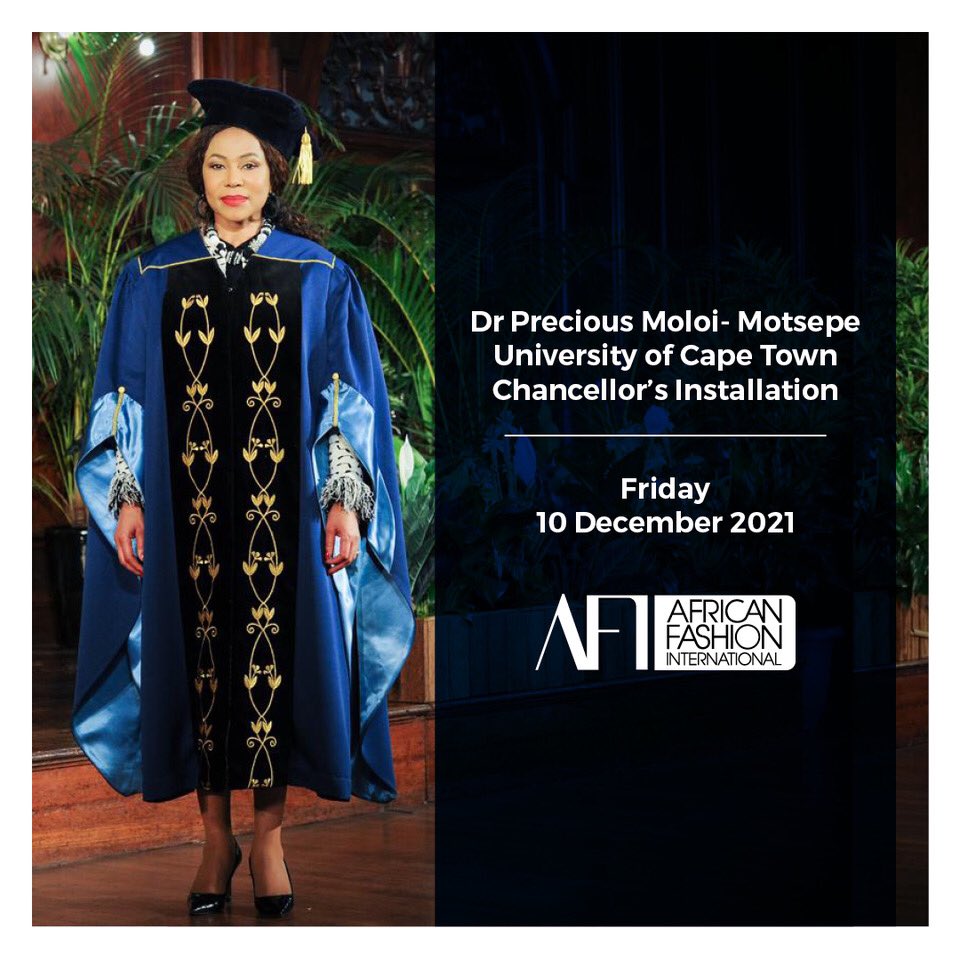 AFI_sa's tweet photo. Dr Precious Moloi-Motsepe has been duly elected as the new chancellor of the University of Cape Town, one of the leading institutions in the country and on the African continent, a position that she has taken up from January 2020.

#UCTChancellorInstallation https://t.co/i7dijczOAB