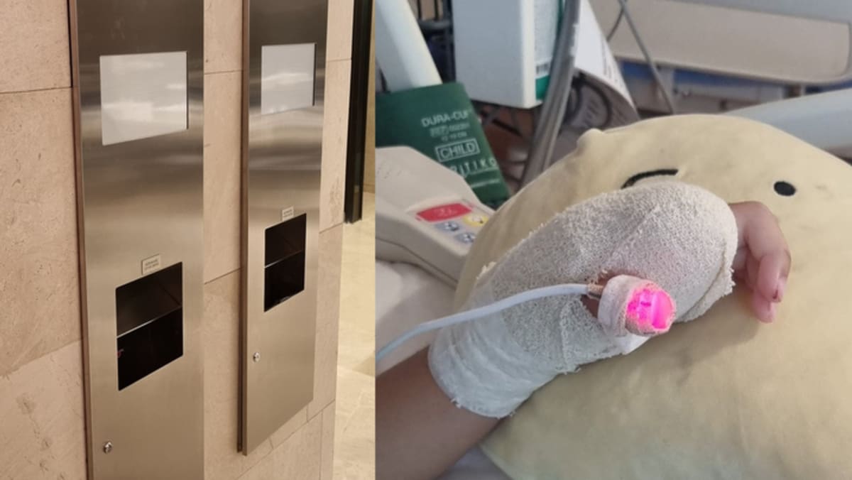 TODAYonline's tweet photo. Girl, 5, loses half of index finger when using hand dryer in toilet at Ion Orchard mall https://t.co/dyaLZERfo1 https://t.co/oj0N3qQVf7
