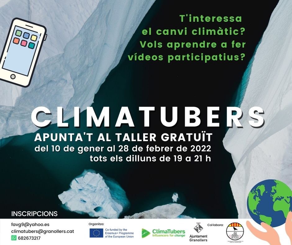 granollers's tweet photo. Et preocupa el canvi climàtic? Vols fer #vídeosparticipatius ? Apunta't als tallers gratuïts del @ClimatubersGran 👇
🗓 Els dilluns, del 10 de gener al 28 de febrer 
⏰ De 19 a 21 h
📍 AAVV Sota el Camí Ral
@Climatubers @Ecoserveis #climateaction #accioclimatica #climatechange https://t.co/qRTnucnHfA