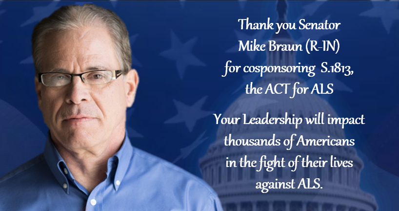 aVoice4ALS's tweet photo. Massive thanks to @SenatorBraun for cosponsoring #S1813, the #ACTforALS
As the co-founder of the Senate #ALSCaucus, your leadership is critical for our community.
@SenatorBurr @SenJohnThune
Please #ScheduletheVote to get #DrugsinBodies.
#Hoosiers #Indiana @MommaJillB https://t.co/FO3LvoJ7VD