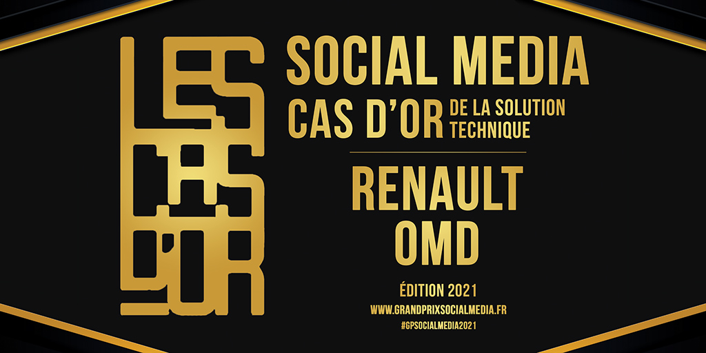 Bravo aux équipes d' <a href="/OMD_France/">OMD France</a>  qui remportent le Cas d'OR de la solution technique au Grand Prix du Social Media 2021 #gpsocialmedia2021 avec <a href="/renaultgroup/">Renault Group</a> ainsi que le prix Bronze dans la catégorie Influence B2C avec <a href="/Dacia_FR/">Dacia France</a>