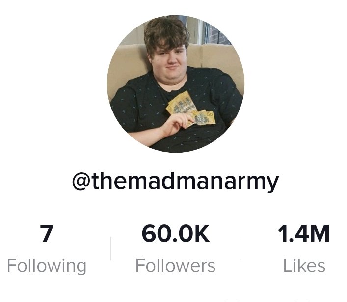 TheMadManArmy's tweet photo. My follower count on tik tok has literally doubled in 3 days wtf https://t.co/zEIibXrrSN