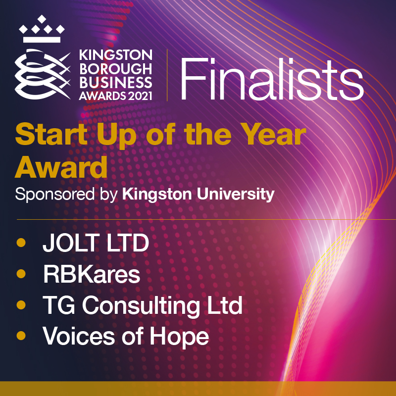 The finalists for the KBBA Start Up of the Year Award, sponsored by <a href="/KingstonUni/">Kingston University</a> are:
JOLT Ltd, <a href="/rbkares/">RBKares</a>, <a href="/ConsultingTg/">TG Consulting Ltd</a> and  <a href="/voh_org/">Voices of Hope</a>