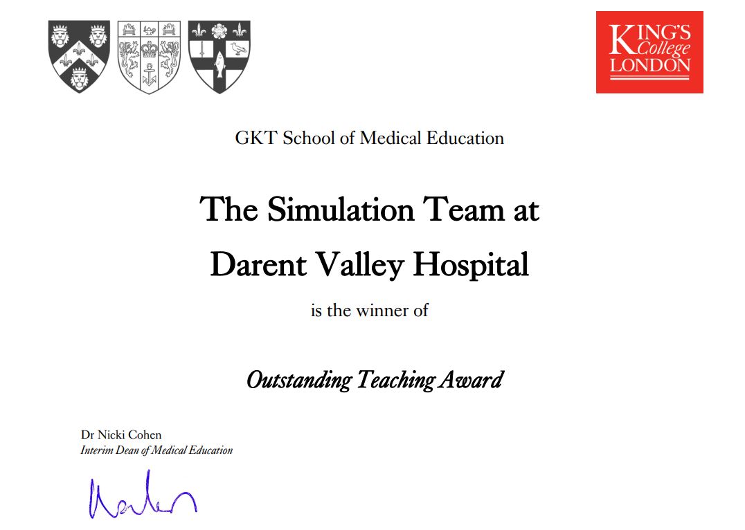 Clinical Education Darent Valley Hospital (@clinicaled_dvh) on Twitter photo Congratulations to our fantastic Simulation Team <a href="/DvhSimulation/">Dartford & Gravesham NHS trust Simulation</a> who won the 'Outstanding Teaching Award' at this years GKT Teaching Awards! Congratulations to our fantastic Simulation Team <a href="/DvhSimulation/">Dartford & Gravesham NHS trust Simulation</a> who won the 'Outstanding Teaching Award' at this years GKT Teaching Awards!