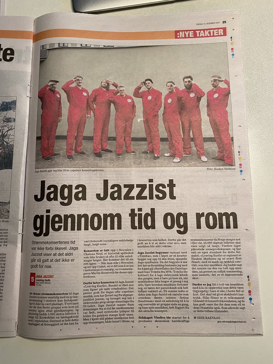 5’er i <a href="/Dagsavisen/">Dagsavisen</a> for Leaving Earth konserten. ❤️🙏🏼