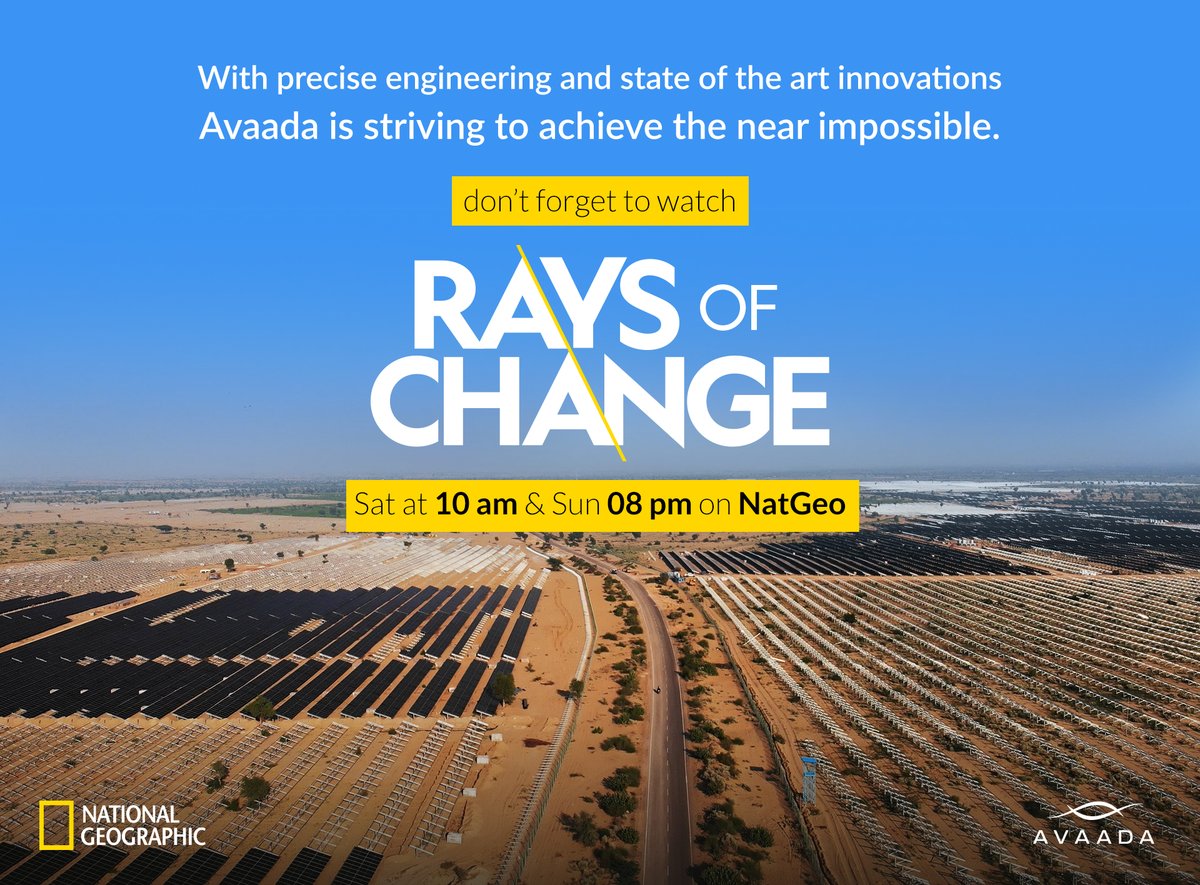 avaadagroup's tweet image. An oasis in the middle of the Thar desert - Bikaner. 
With precise engineering and state-of-the-art innovations, a team is striving to achieve the near impossible. It's the story of #Raysofchange

Tune in to @NatGeoIndia - 11 Dec (Sat) at 10 AM &amp;amp; 12 Dec (Sun) at 08 PM. MUST WATCH