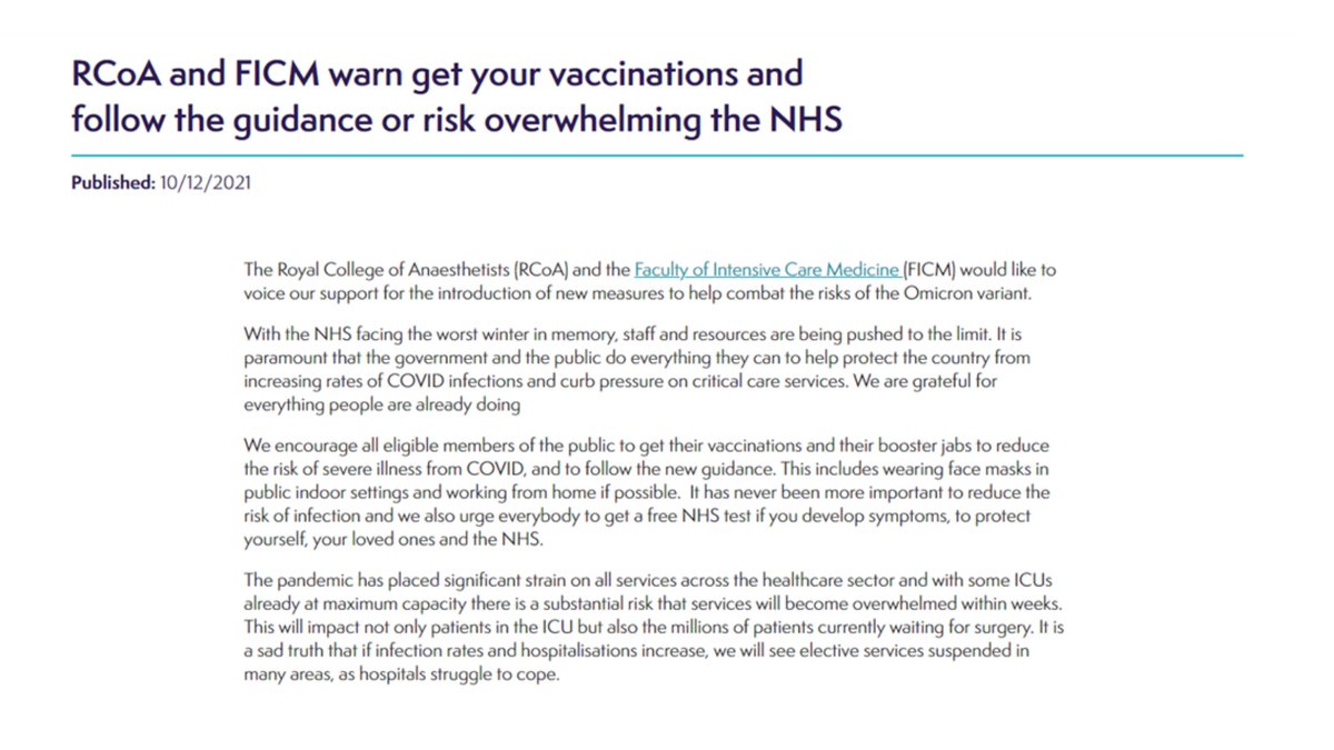 RCoANews's tweet photo. The #NHS is facing the worst winter in memory, staff &amp; resources risk being overwhelmed. We urge the public to get their vaccines &amp; booster jabs &amp; to follow the new guidance.

@RCoANews &amp; @FICMNews on protecting your loved ones &amp; the NHS this Christmas.

💉https://t.co/sbxMzzlAgE https://t.co/QDAEgLFTNO