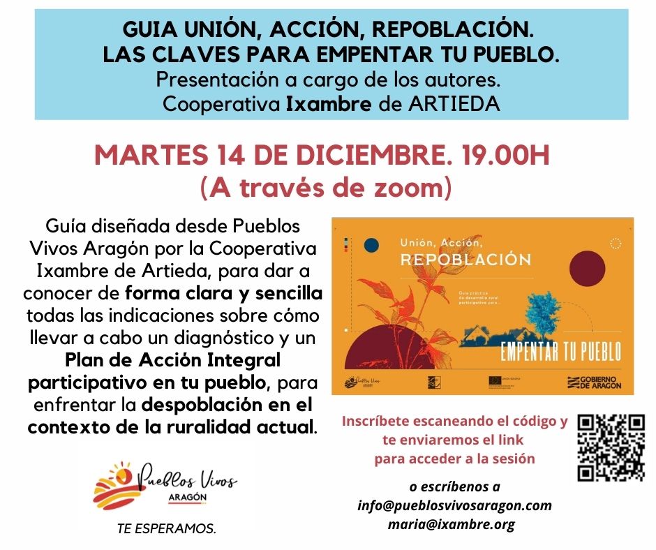 🗓️ El martes que viene presentamos online la guía práctica para poner en marcha procesos como el de Artieda en otros lugares de Aragón!

Si quieres que tu pueblo se sume a la ola 🌊🌊 de #EmpentaTuPueblo  conéctate!

Explicaremos la propuesta y nos podréis hacer preguntas!
🍃🏠