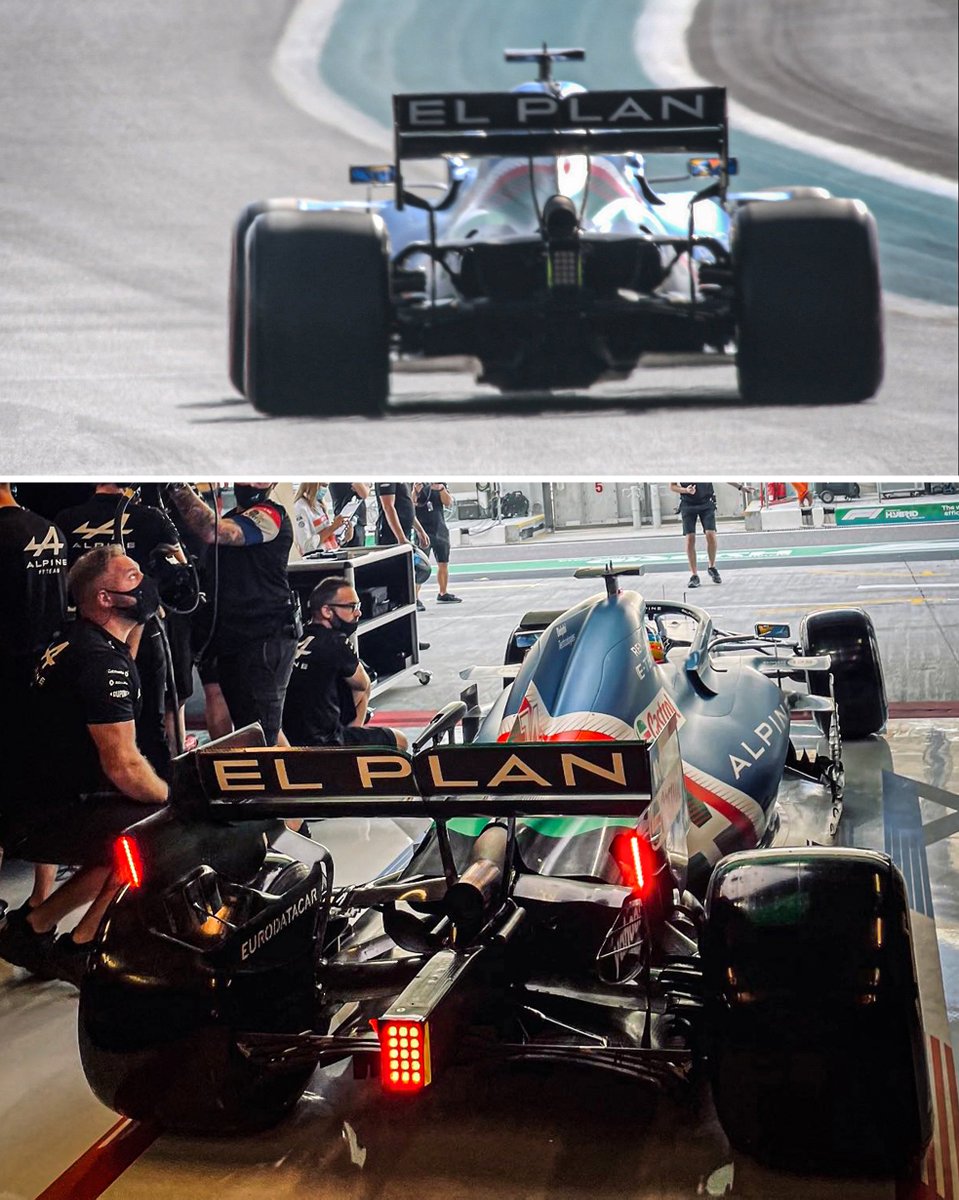 ESPNF1's tweet photo. Alpine have really put 'EL PLAN' on the back of Alonso's car for the final race of the season 😅👏 https://t.co/d2Dq7StPF6