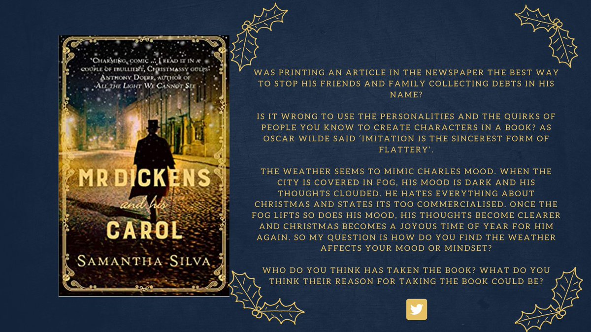cowbridgelib's tweet photo. I hope you are enjoying the book so far. The questions are below. Please read to the rest of the book by 22nd December when I will tweet the final set of questions. #lovereading #librariesathome #bookclub #christmas #winter #readalong @samanthaswriter @AllisonandBusby https://t.co/5dx4TV8cKM