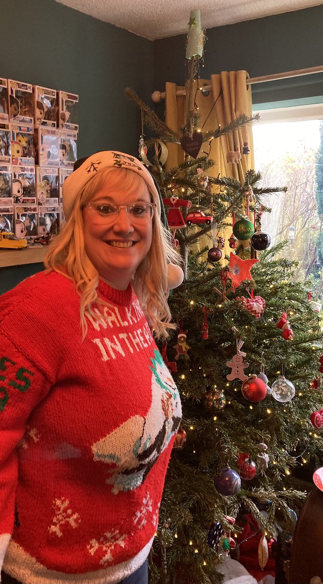 kirstyclark2013's tweet photo. Once again we have helped more families access a Christmas jumper this year through our jumper swap campaign @UniformBristol I’m proudly wearing one my Nans one off originals today! #ChristmasJumperDay https://t.co/ijdBh8yXml