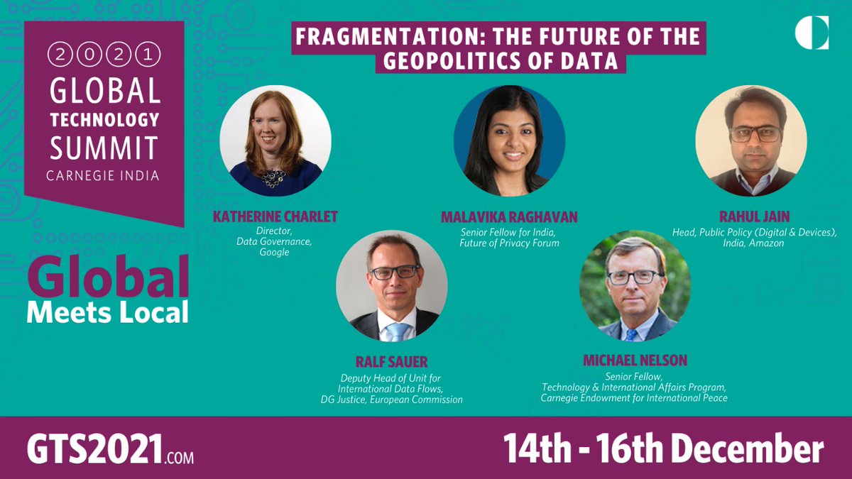 CarnegieIndia's tweet photo. 🚨 Panel Update | Fragmentation: The Future of the Geopolitics of Data
Rahul Jain will join @KateCharlet, @RalfSauer3, @MikeNelson & @teninthemorning to talk about the facilitation of global #data flows at #GlobalTechSummit: Global Meets Local
REGISTER 👉https://t.co/jjIpMbFLGU https://t.co/at4TUJhC7H