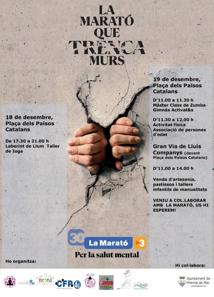 MaresParesNee's tweet photo. Diumenge 19 de desembre participem en un matí solidari oferint manualitats nadalenques per col·laborar amb la Marató, aquest any dedicada a la salut mental. La recaptació anirà íntegra a la Marató. Us animem a què participeu en les activitats previstes i què compartiu la info. https://t.co/gB260hmNZr