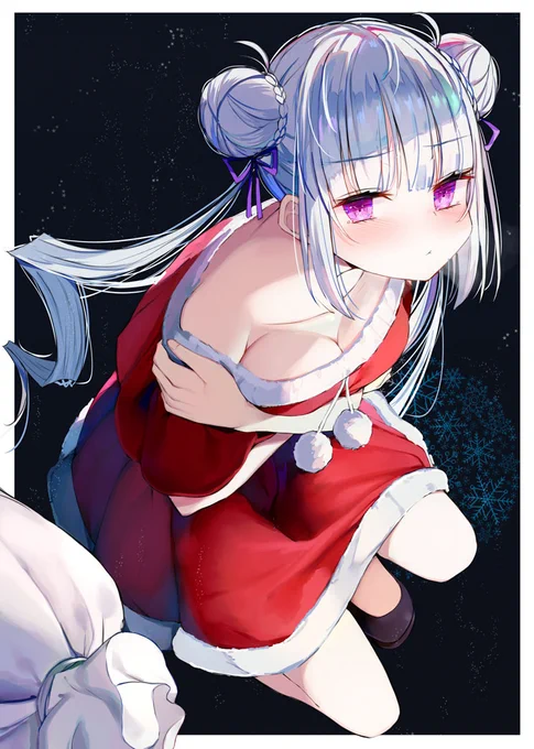 寒そうなサンタクロース 