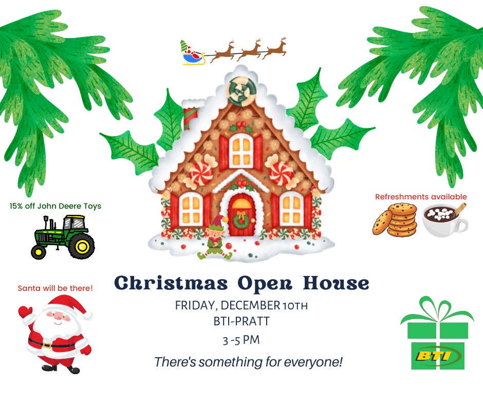 Ho, Ho, Ho! If you're in the area be sure to swing by BTI-Pratt location to see Santa and Mrs. Clause. We will have refreshments all day long. Santa will be here from 3 to 5! We hope to see you here!