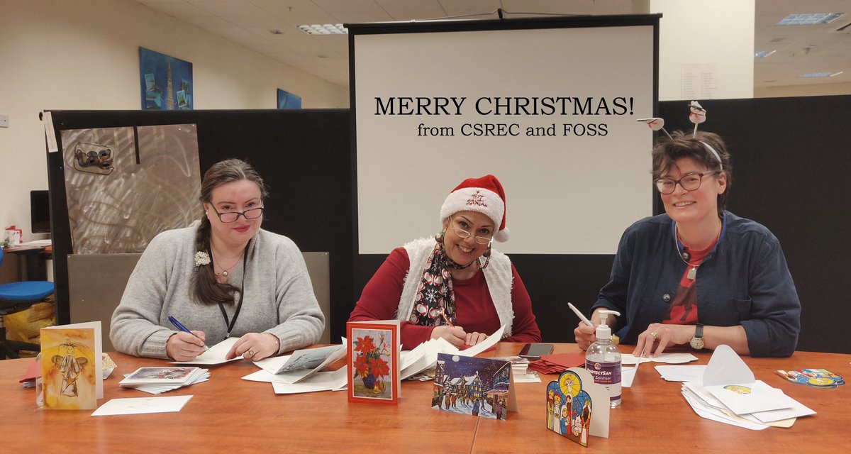 FOSS_Falkirk's tweet photo. To mark International #HumanRightsDay , staff and Trustees of CSREC @CSREC01 and FOSS wrote Christmas cards to the Asylum Seekers currently residing in Falkirk to make them feel welcome #AsylumIsAHumanRight #HumanRights https://t.co/wAtSRHaWUR