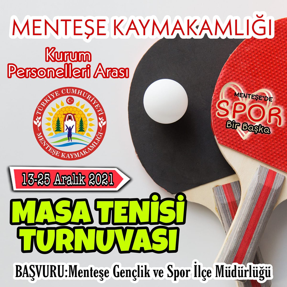 Personelimizin Sporu bir yaşam biçimi haline getirmesi ve boş vakitlerinde spora yönlendirilmesi açısından bir takım etkinlikler hayata geçirilecek.Bunlardan ilki  Masa Tenisi Turnuvası.Ogle aralarında yapılacak olan Turnuva 13 Aralıkta başlayacak.
#mentesedesporbirbaska