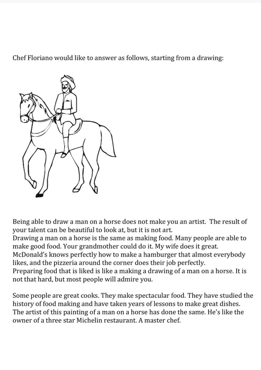 eliseybell's tweet photo. Completely obsessed with the chef of the viral “terrible” Michelin starred restaurant who has, in defence of his food, written this as his official media statement. https://t.co/WUxaxnmFNp
