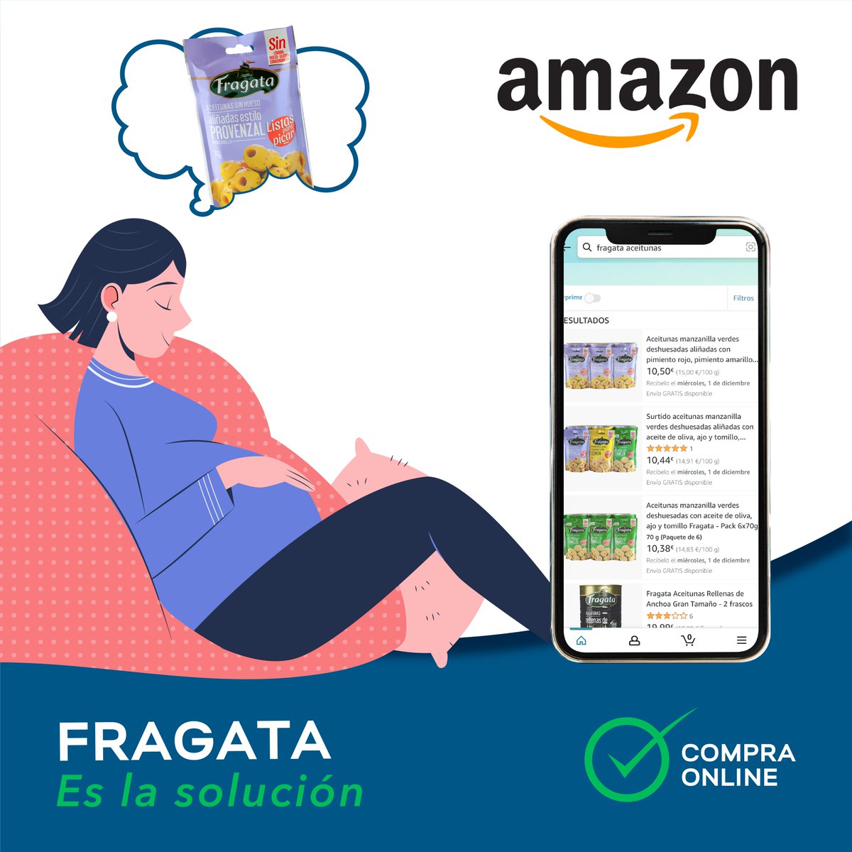 FragataES's tweet photo. ¿Antojo de alguna de nuestras aceitunas? 😜

No te preocupes 😏, ya le dimos solución. 

Pincha en el enlace y disfruta de tus Fragata en casa 🔝 

📲 https://t.co/WXy9sqydVb 

#FragataEnAmazon #Fragata  #TuPausaMediterránea #aceitunas https://t.co/80wDugyQSu