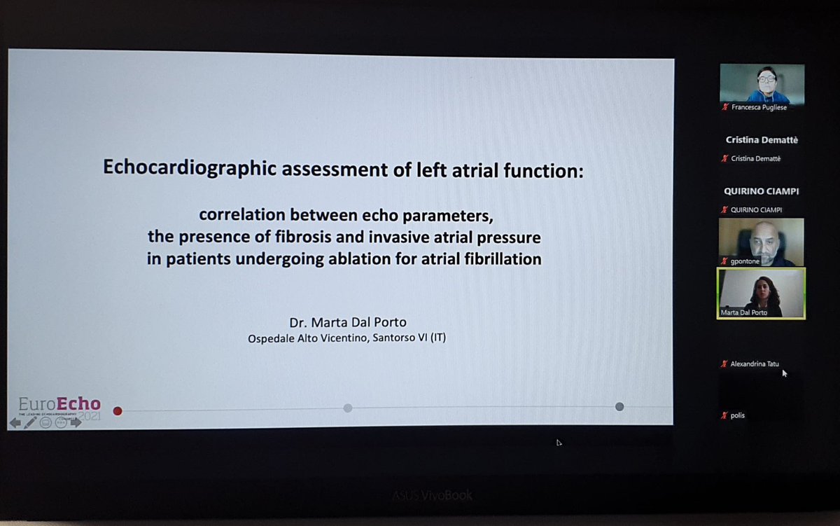 Giulia_Vinco's tweet photo. So proud of my colleague Marta Dal Porto @tarma_dal who presented at #EuroEcho the preliminary results of her thesis dissertation done in #Rovereto hospital on LA strain in AFib pts @Matte_Cameli @CriDematte @GPontone1973 @hatemsoliman @drzgezdentok1 @TNSalute @UniTrento @ApssTn https://t.co/jaSimlkz6X