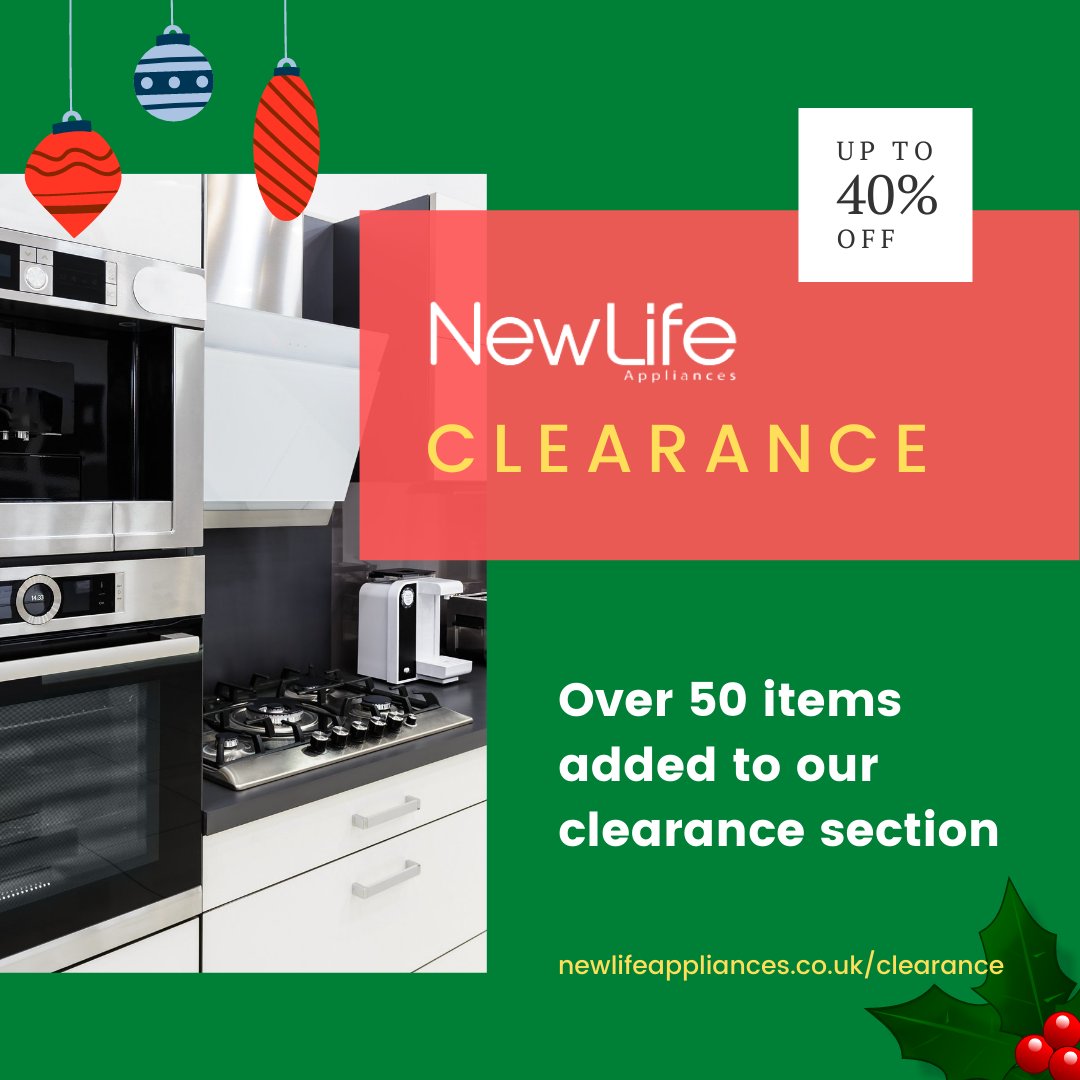 Big reductions across items to clear!

Over 50 added and over 20 existing reduced even further to our previous sale!

Check out newlifeappliances.co.uk/clearance while stocks last!
