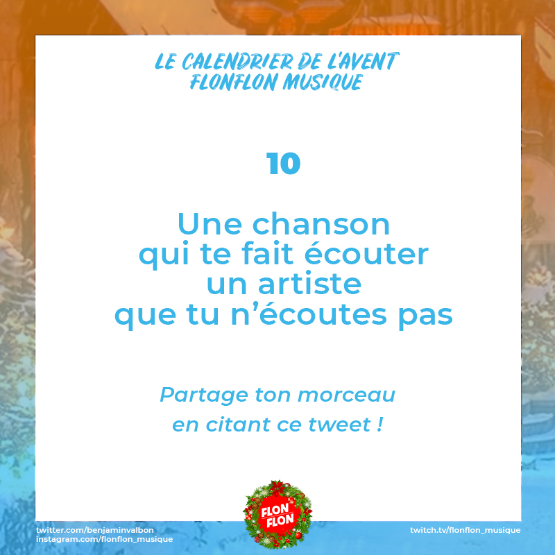 تويتر Benjamin Flonflon Musique على تويتر Thread Calendrier De L Avent Musical Vous Pouvez Poster Un Morceau En Rapport Avec Le Theme Qui Correspond En Citant Le Tweet