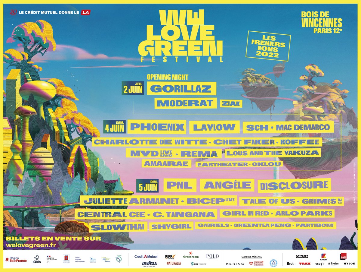 WeLoveGreen's tweet photo. WE LOVE GREEN « RELOADED »  : 2, 4 &amp; 5 JUIN 2022 👾 La première mise à jour est lancée... 3 jours de concerts, de rencontres et d’explorations. Le nouveau monde se rêve en musiques ! 

👉 https://t.co/OLbddvQmQI https://t.co/ksCG6lxRPh