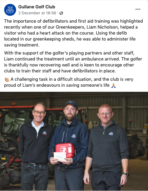 thegolfbusiness's tweet image. A greenkeeper has been told he probably saved the life of a golfer who suffered a heart attack on the course thegolfbusiness.co.uk/2021/12/greenk…