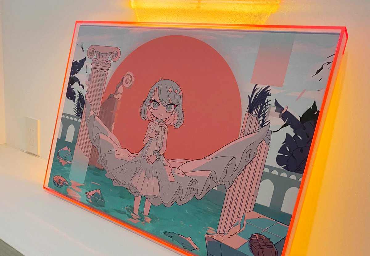 「今回の特別仕様作品・キャンバスアートはFLAT LABOさまにお手伝いいただきま」|寺田てらのイラスト