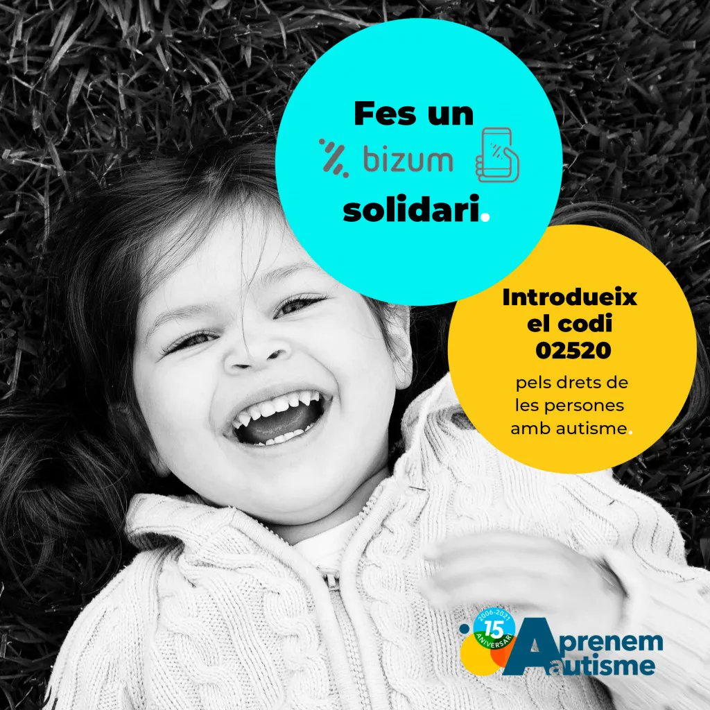 Ajuda’ns a defensar els drets de les persones amb autisme 💙 Fes un donatiu!
Bizum al 02520 o targeta i transferència a buff.ly/3FY0j6J

#Solidaritat #TEA #Inclusiosocial