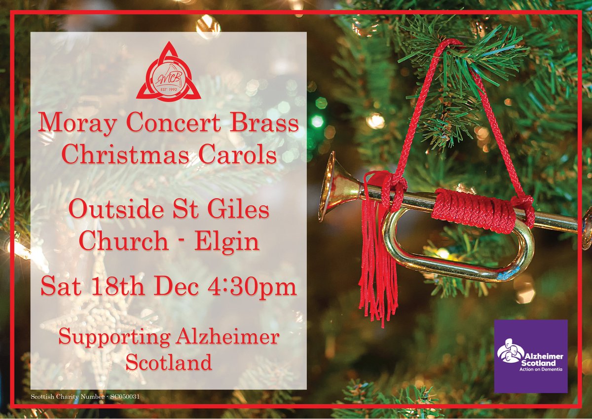 Moray Concert Brass are bringing the Christmas Spirit next Saturday! 

Join them outside St Giles Church from 4.30pm for their Carol Concert!