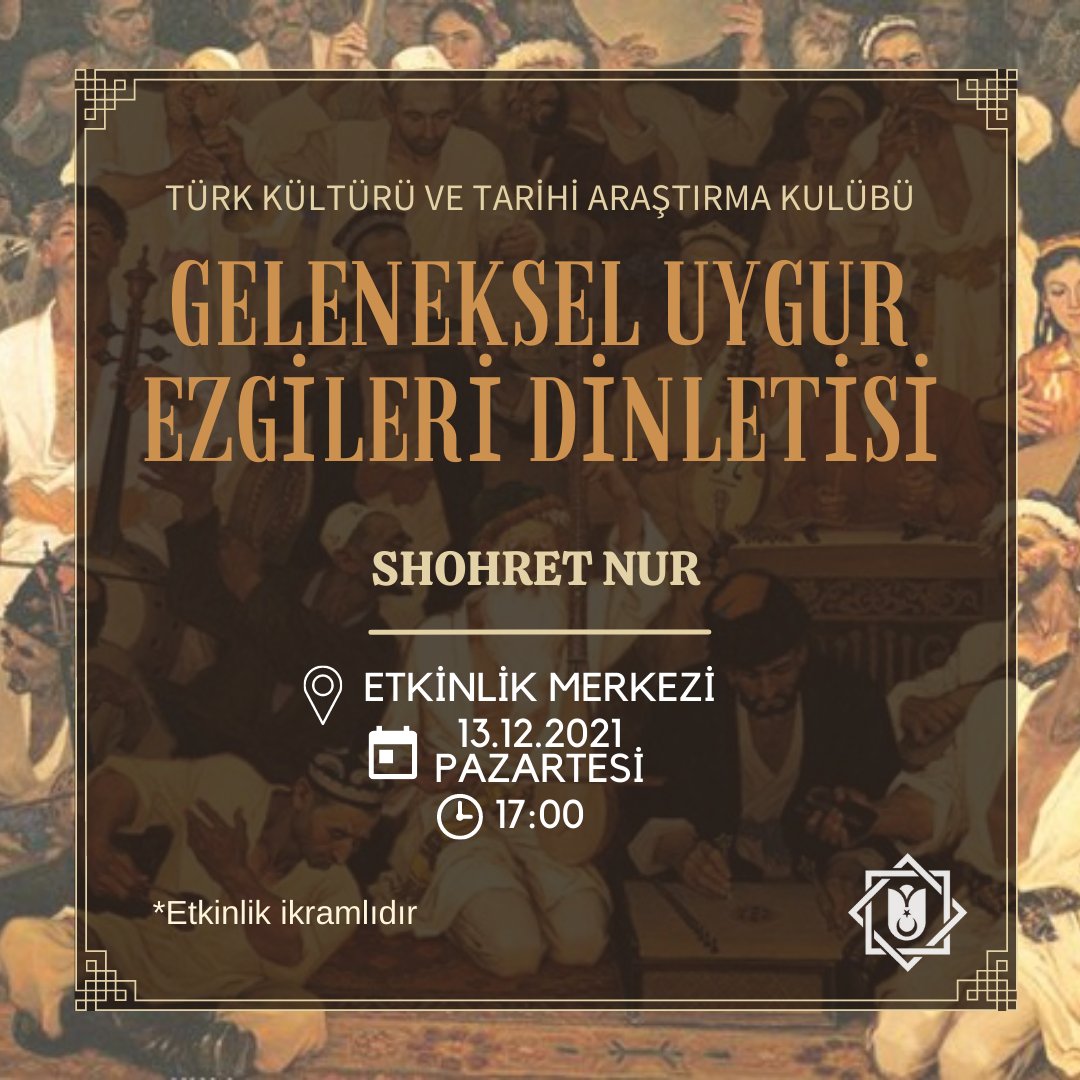ihutuktak's tweet photo. Uygur mutfağından ikramlar ile geleneksel Uygur müziğinin tadına varacağınız "Geleneksel Uygur Ezgileri Dinletisi" etkinliğimize hepiniz davetlisiniz. Başvuru formuna linkten ulaşabilirsiniz.
https://t.co/DXb5GAHa7n https://t.co/NOVHpm9Oj6