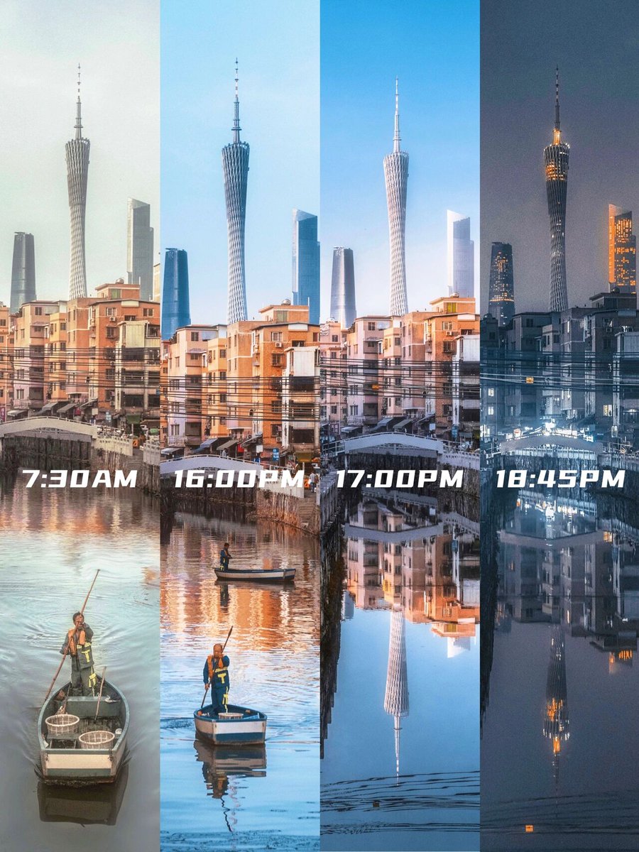 Guangzhou_City's tweet photo. One of those WOW moments! ๐ฒ
Thank you @๐๐๐๐พ๐๐๐ช๐ฉ๐ค๐ฃ๐ for sharing this wonderful picture with us, which allows us to see how the three iconic skyscrapers in Guangzhou look at four different times of the day from #DatangVillage. ๐ข ๐๐ ๐ก #GlamorGuangzhou https://t.co/vDmackN1yt