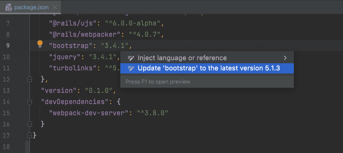 rubymine's tweet photo. #NewInRubyMine 2021.3:
You can now update npm packages to the latest version right from the editor. https://t.co/seZ1m4hg6r
