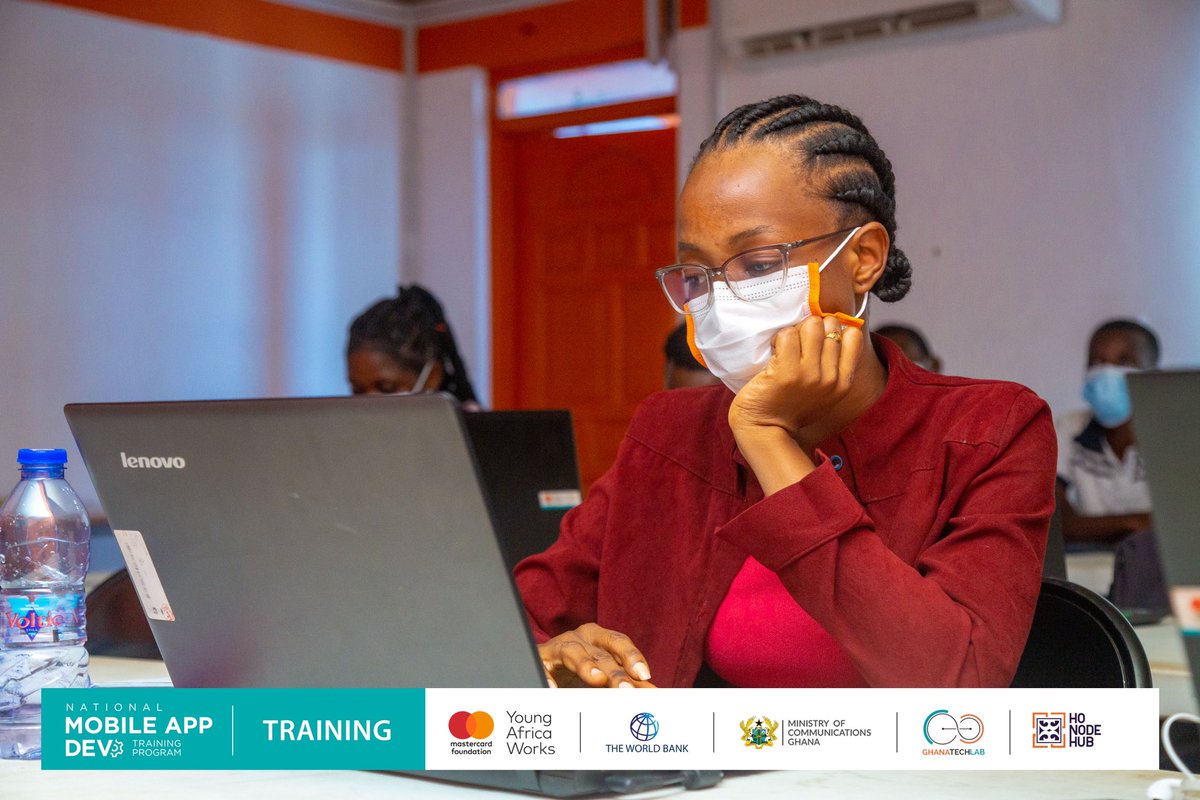 NodeEight's tweet photo. Our Mobile Application Training with Ghana Tech Lab is in its 4th Week.

Trainees this week have perfected their front -end visual design of mobile application processes.

Lead trainer, Seth Megbetor is excited at the pace and dedication seen from this years cohort of training. https://t.co/Y9ZAqB5gKG