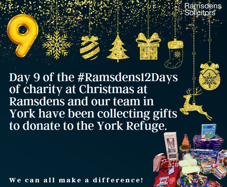 Day 9 of the #Ramsdens12Days of charity at Christmas <a href="/RamsdensLLP/">Ramsdens Solicitors LLP</a> and our team in York have been collecting gifts  to donate to the York Refuge @RamsdensCSR