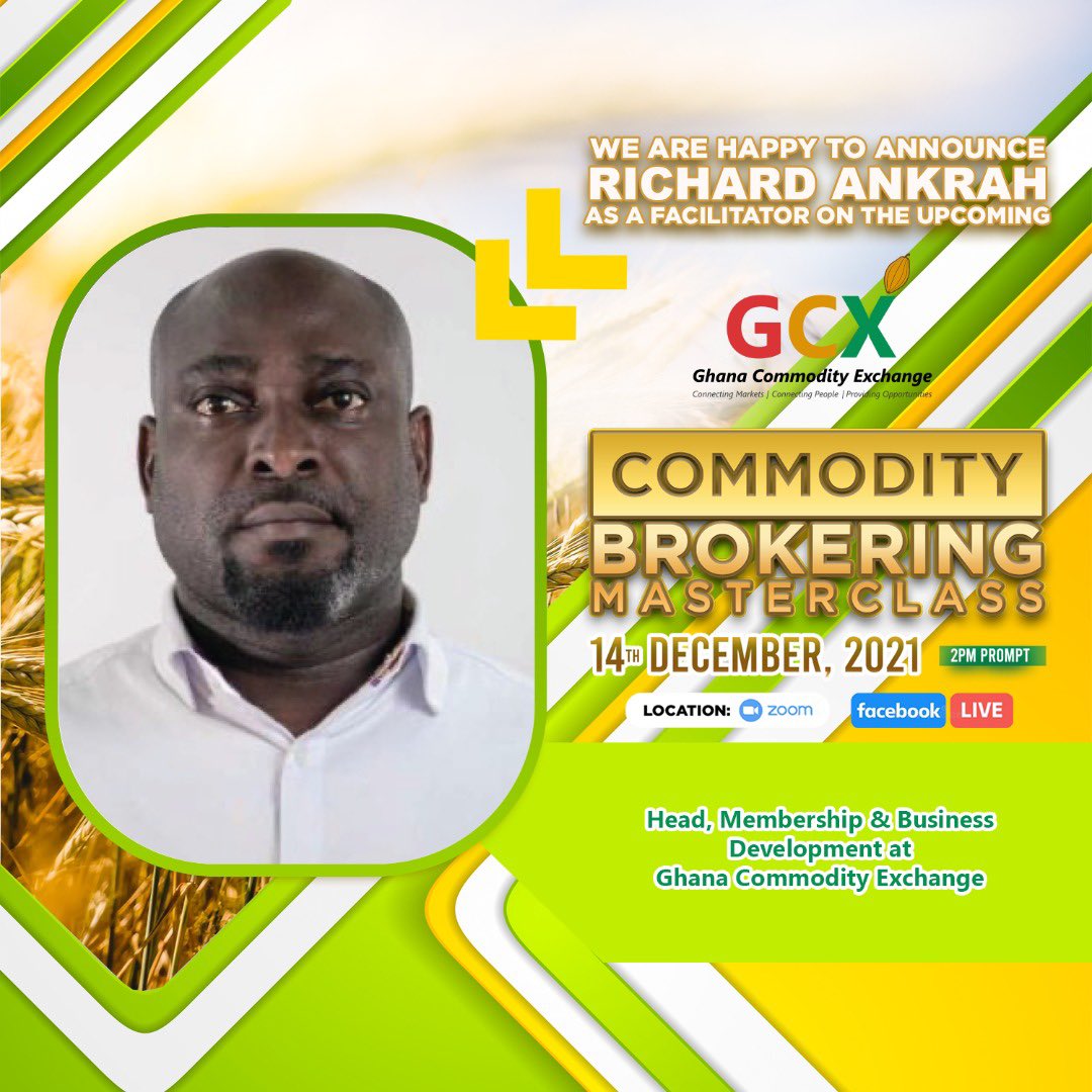 gcx_official's tweet photo. Lots of questions on HOW CAN I BECOME A BROKER ON THE GHANA COMMODITY EXCHANGE.

Join us as the Head of Membership &amp; Business Development takes us through this topic.

Click on the link below to register and receive your login details. https://t.co/pbpuRCaJyB https://t.co/yAztrxvacU