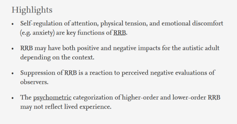 EmmaCollis11's tweet photo. My first first author paper is out! 🥳

I interviewed 12 autistic adults about their experiences of 'restricted repetitive behaviours' (e.g stimming, routines, interests, sensory issues)

The paper is free online to read until Jan 21!

#ActuallyAutistic #AutisticsInAcademia