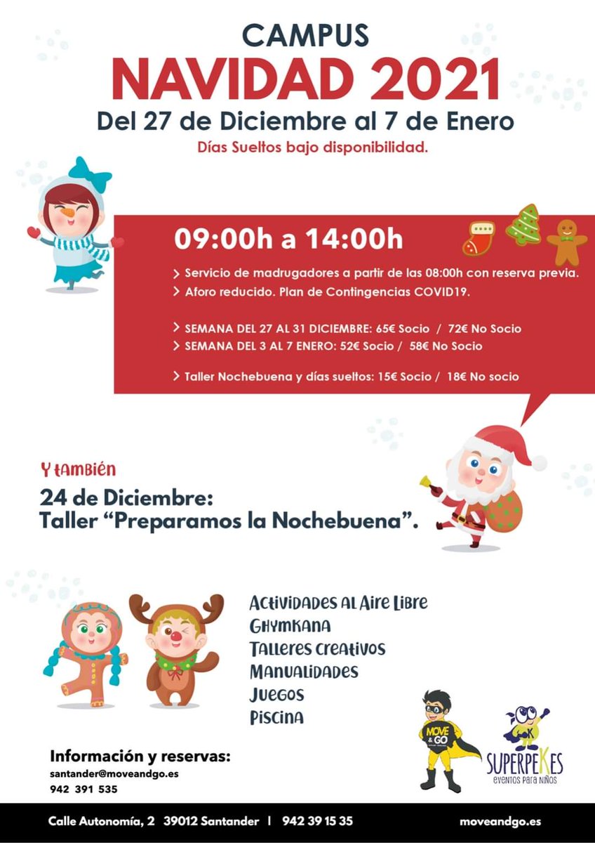 🎄 CAMPUS DE NAVIDAD 2021

¿Quieres unos días diversión para tus pequeños Movers? Del 27 de diciembre al 7 de enero llega el Campus de Navidad a Move&amp;Go.

moveandgo.es/llega-a-movego…