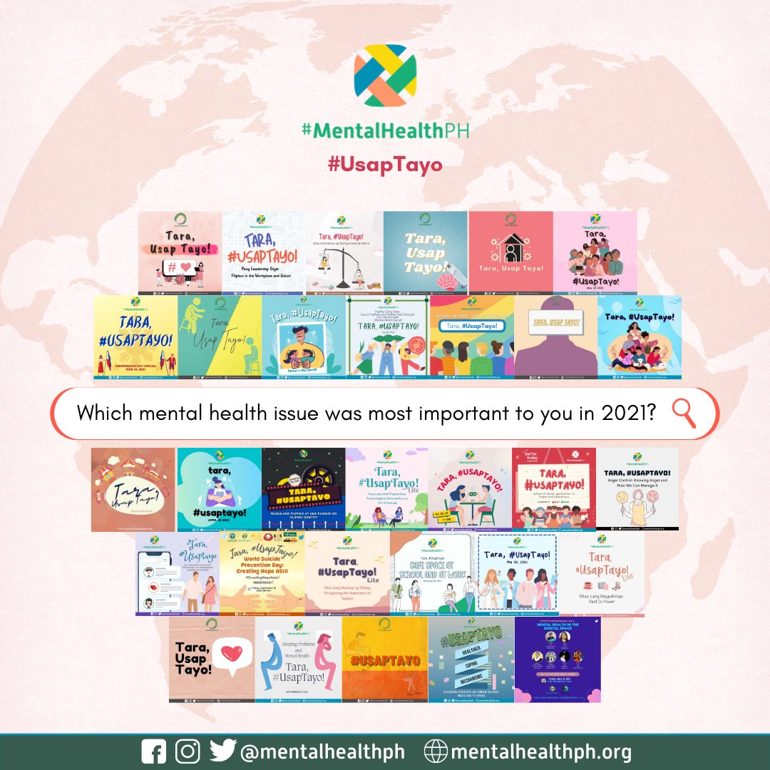 mentalhealthph's tweet photo. @TbyFhrIsc @_margaam @_elxxle @igfbdms @ai_yah @rdahildahil_ @mapoyaj @eyzeeh @silangan_ @qRStuvMojica @beeffy_ @sbrkld @Ianistephen @a_jevangelista @iamteteroo @kleinxpsych @jackieblabs @jmrgm01 @HitsRaven @rjwinns @mjpauul @cerekaguyutan_ @janellefox_ @shane_srb @raffeeeee @docshikenjoy @giedelapena @huelgaskmllc @yelgardose @saymssss @nicslus_ @minaopada @srhmndy @sevillapat_ @llyssajane21 @abialvaratho @almedangel @ThinkDominique @psyrown_ @holygayle__ @eM_sErotonin Q2: Which mental health issue was most important to you in 2021?

#UsapTayo
#MentalHealthPH https://t.co/EgsOPc33p9