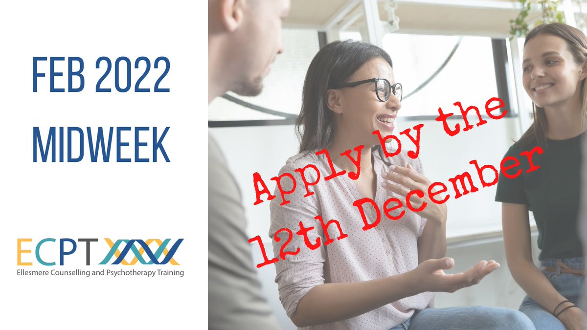 EllesmereCentre's tweet image. APPLICATION DEADLINE!!

We are taking applications to join us for our Foundation year of our #UKCP accredited counselling and #psychotherapy training in Feb 2022 until Sun 12th December. 

You can check out our prospectus and find out more at: ellesmerecentre.co.uk/prospectus/