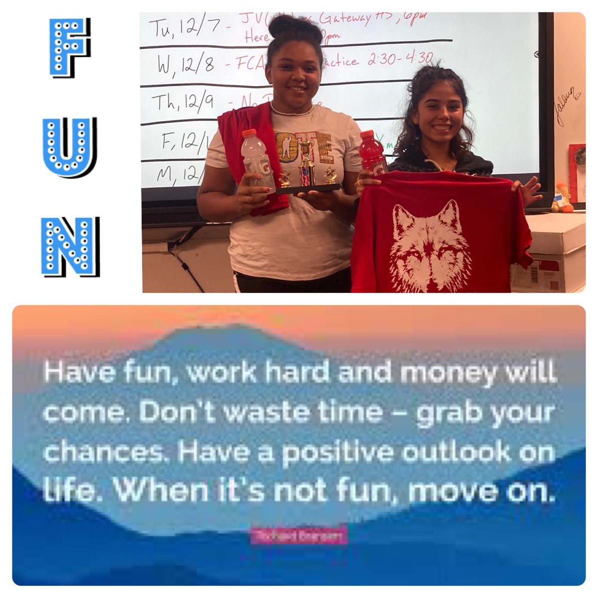 coach_sheldrake's tweet photo. This week’s Champions of Fun!
Jonae and Kayli can find the joy in…well, anything. Their positive attitudes and persistent smiles keep @SFMHSWolfpack moving! https://t.co/VNZS5DsIgH