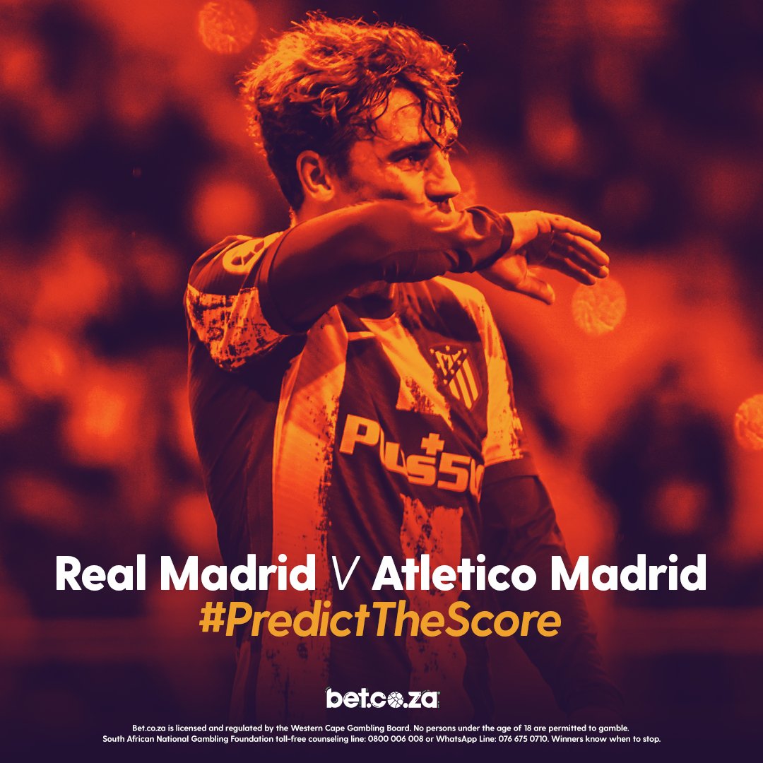 Stand a chance to win 4 x R20 free bets with #LaLiga🇪🇸

🔥 Real Madrid v Atl Madrid🔥

RULES for #PredictTheScore:
⚽Predict the final score for #RMAATM
⚽LIKE &amp; RETWEET this post
⚽Submit your picks prior to the game Sun @ 22:00

The winners will be announced on Monday @ 12:00